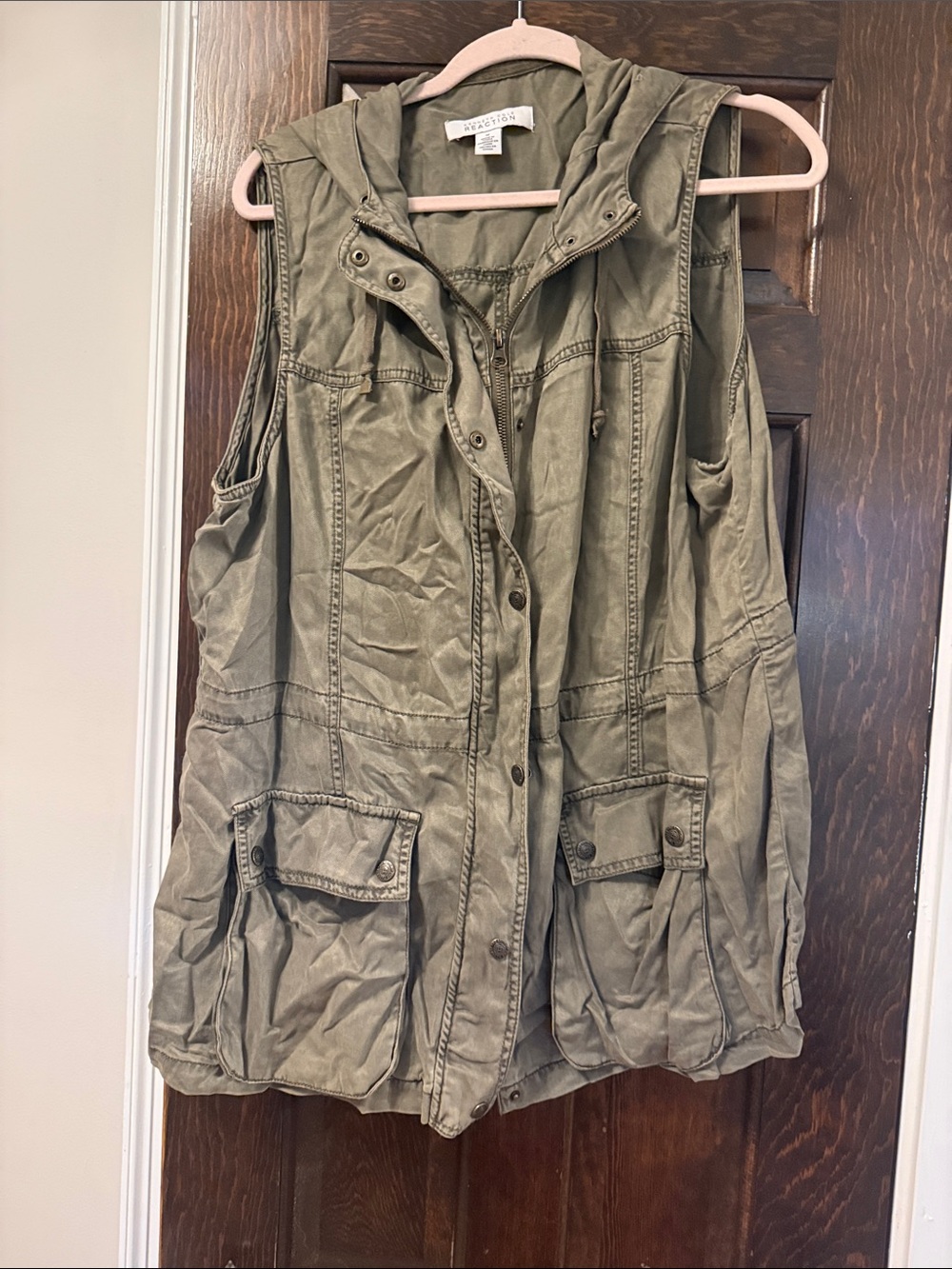 Kenneth Cole Reaction Hooded Olive Utility Vest